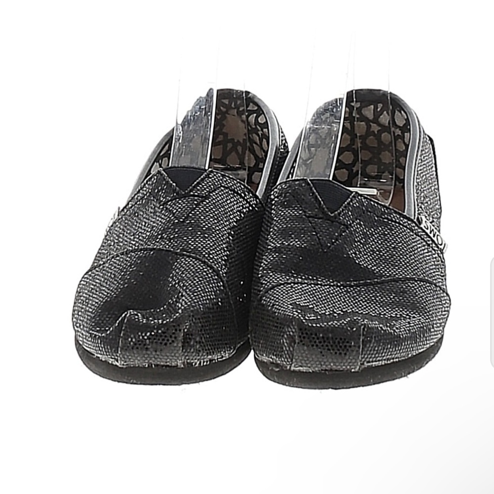 TOMS Classic Black Sequin Canvas Slip-Ons 7.5 - Picture 2 of 2
